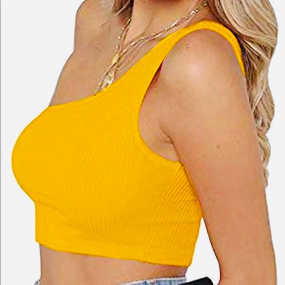 NWOT Ribbed One-Shoulder Crop Top - Picture 2 of 4